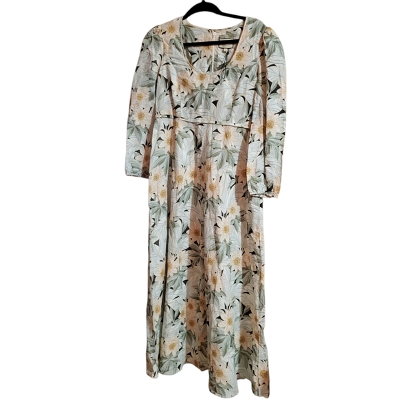Tuckernuck Madison des Fleurs  Floral Linen Maxi Long Sleeve Dress Size Small - Picture 2 of 9